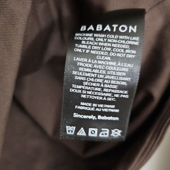 Aritzia‎ Babaton Blouse Small Mocha Brown Contour V-Neck Longsleeve Crop Stretch - Picture 5 of 9